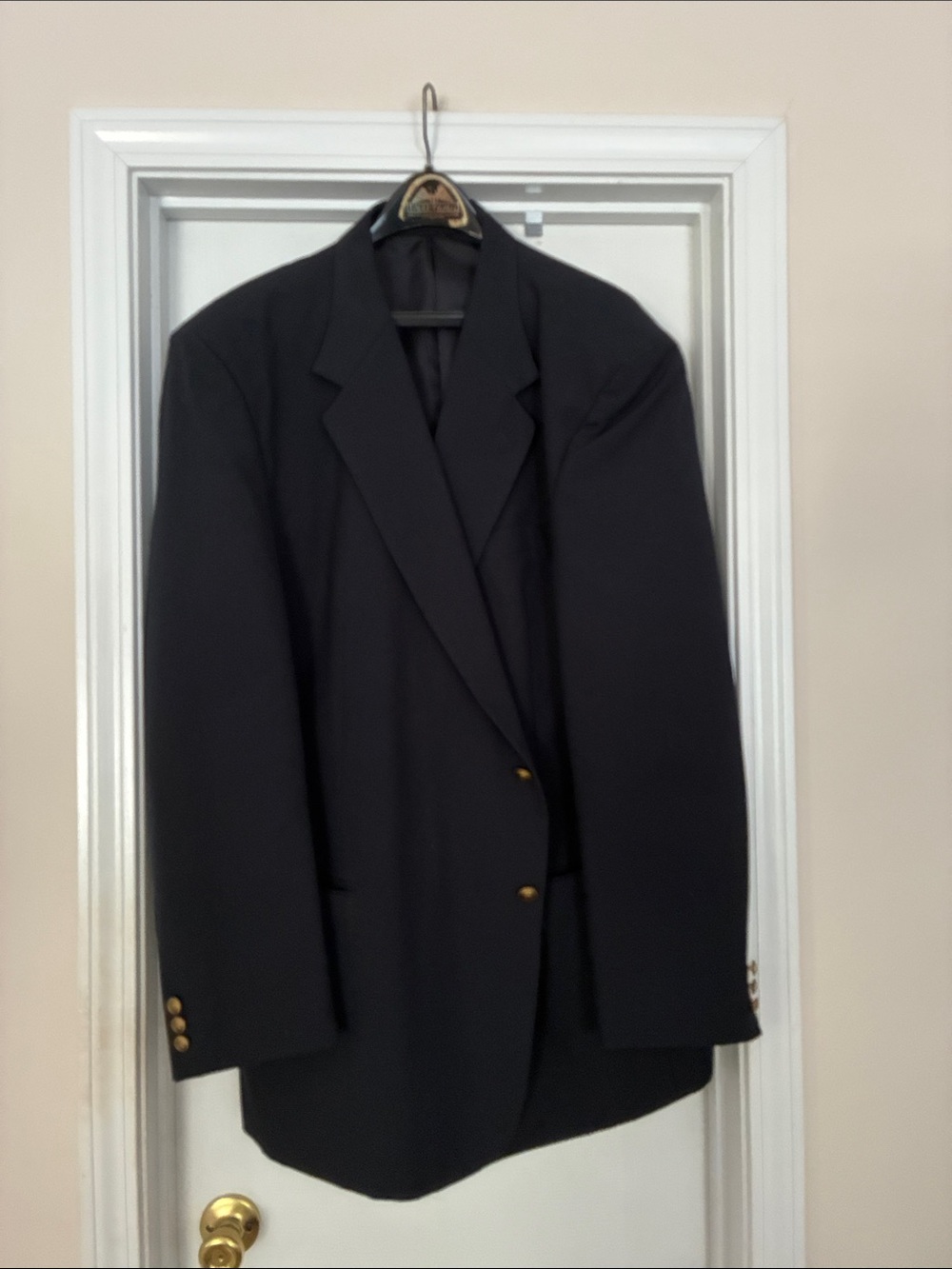 Men's Black Single-Breasted Blazer with Gold Buttons 37R Giorgio Saint Angelo
